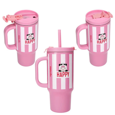 PENfection To Go Becher mit Strohhalm HAPPY