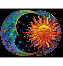 DIAMOND DOTZ Diamond Painting 'Neon Sonne Mond' – Leuchtendes Kunstwerk