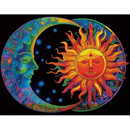 DIAMOND DOTZ Diamond Painting 'Neon Sonne Mond' – Leuchtendes Kunstwerk