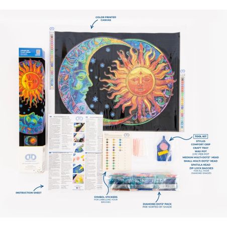 DIAMOND DOTZ Diamond Painting 'Neon Sonne Mond' – Leuchtendes Kunstwerk
