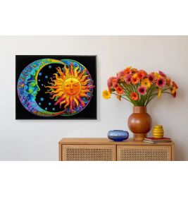 DIAMOND DOTZ Diamond Painting 'Neon Sonne Mond' – Leuchtendes Kunstwerk