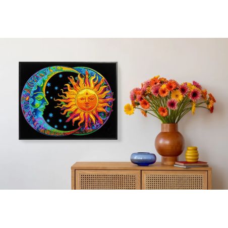 DIAMOND DOTZ Diamond Painting 'Neon Sonne Mond' – Leuchtendes Kunstwerk