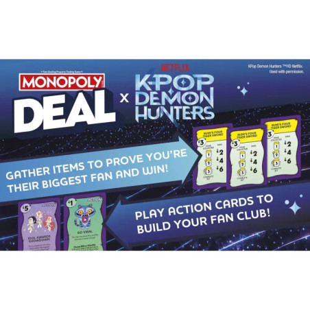 Hasbro Monopoly Deal KPOP Demon Hunters – Schnelles Strategie Kartenspiel mit KPOP Thema