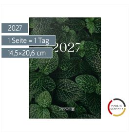 BRUNNEN Buchkalender A5 Leaves 1S/1T 2027 – Naturinspiriert planen