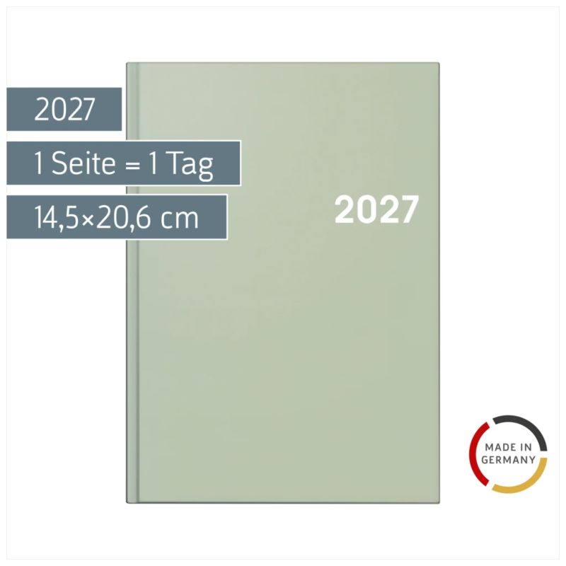 BRUNNEN Buchkalender A5 Salbei 2027 – Stilvolle Planung in Beruhigendem Salbei