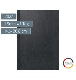 BRUNNEN Buchkalender Mira A5 1S/1T Schwarz 2027 – Elegante Planung