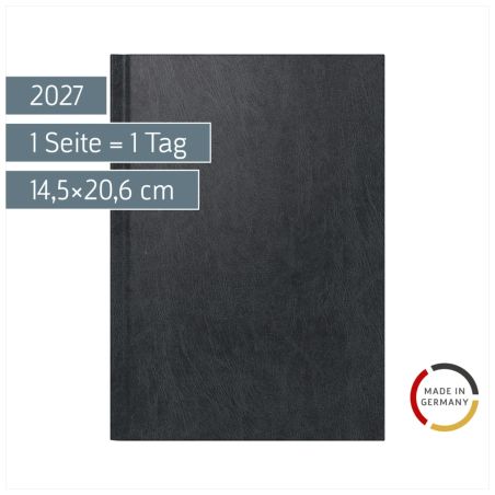 BRUNNEN Buchkalender Mira A5 1S/1T Schwarz 2027 – Elegante Planung