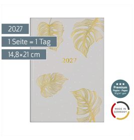 BRUNNEN Buchkalender Young A5 1T/1S Monstera 2027 – Dein trendiger Terminplaner