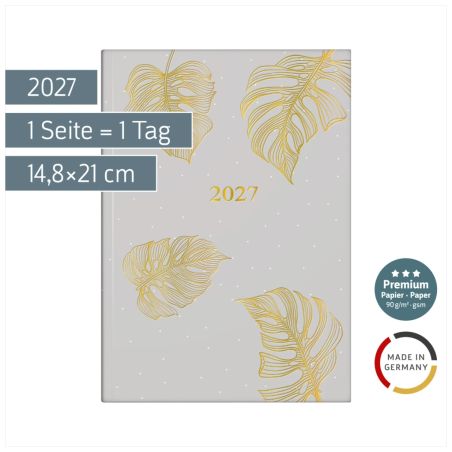 BRUNNEN Buchkalender Young A5 1T/1S Monstera 2027 – Dein trendiger Terminplaner