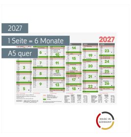 Tafelkalender A5 1S/6Monate 2027