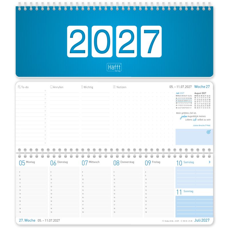 Tischkalender königsblau 2027,