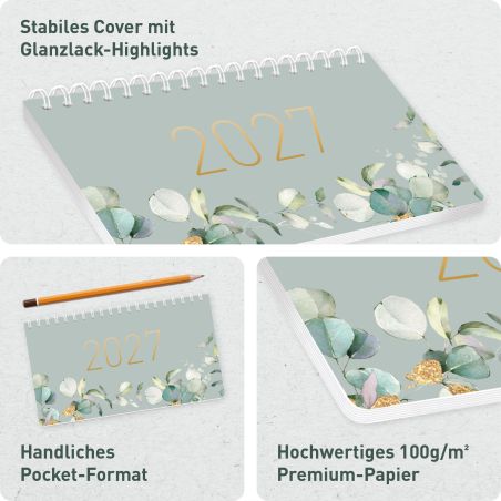 Tischkalender Pocket 2027 sortiert