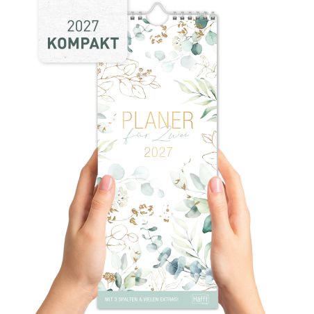 Wandkalender Planer für Zwei 2027, kompakt - blattgold