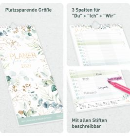 Wandkalender Planer für Zwei 2027, kompakt - blattgold