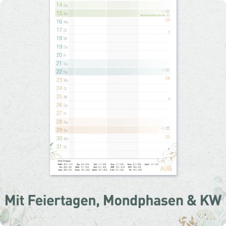 Wandkalender Planer für Zwei 2027, kompakt - blattgold