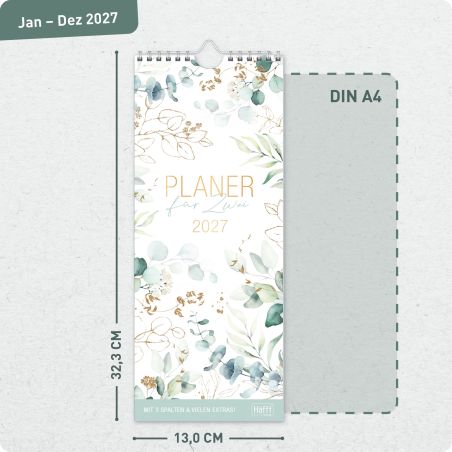 Wandkalender Planer für Zwei 2027, kompakt - blattgold