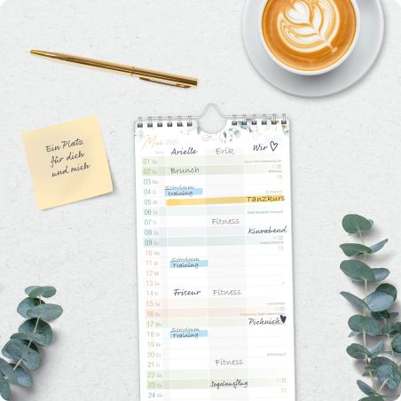 Wandkalender Planer für Zwei 2027, kompakt - blattgold
