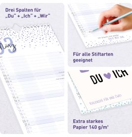 Wandkalender Du+Ich 2027, 16,5 x 42