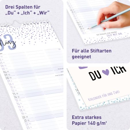Wandkalender Du+Ich 2027, 16,5 x 42