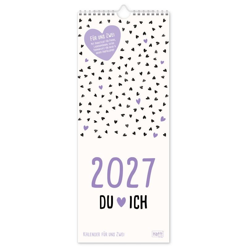 Wandkalender Du+Ich 2027, 16,5 x 42
