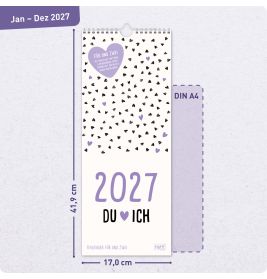Wandkalender Du+Ich 2027, 16,5 x 42