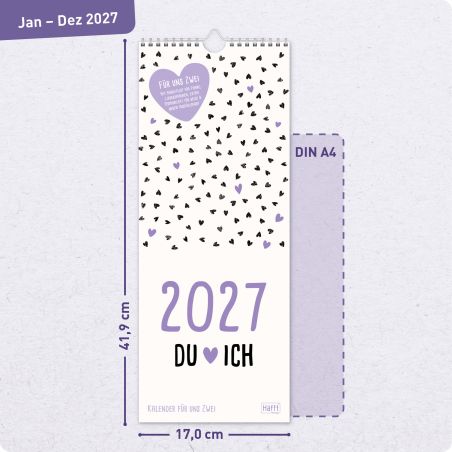 Wandkalender Du+Ich 2027, 16,5 x 42