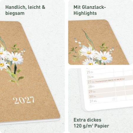 Monatskalender Pocket slim 2027A6 sortiert