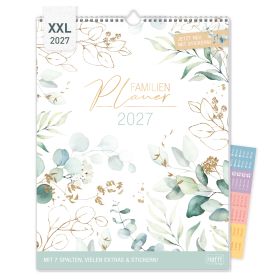 Familienkalender Blattgold XXL 2027 - Wandkalender 7-spal