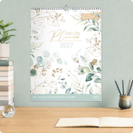 Familienkalender Blattgold XXL 2027 - Wandkalender 7-spal