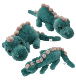 Depesche Dino World Plüschdino liegend grün 50 cm – Kuscheliger Dinosaurier