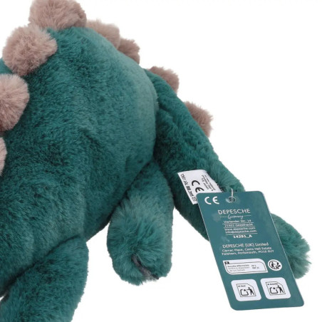 Depesche Dino World Plüschdino liegend grün 50 cm – Kuscheliger Dinosaurier