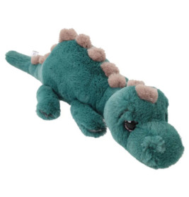 Depesche Dino World Plüschdino liegend grün 50 cm – Kuscheliger Dinosaurier