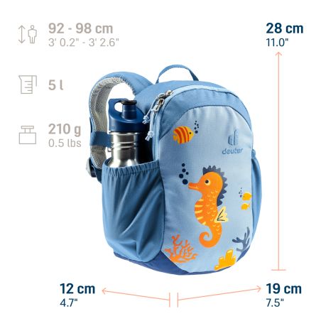 Deuter Sport Pico Kinderrucksack Aqua-Wave – 5L, leicht & robust – Nachhaltiger Kindergartenrucksack