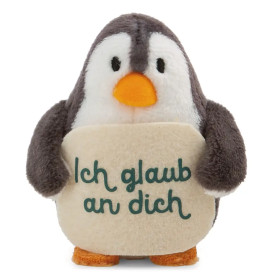 Kuscheltier Pinguin mit Botschaft ''Ich glaub an dich''