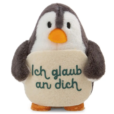Kuscheltier Pinguin mit Botschaft ''Ich glaub an dich''