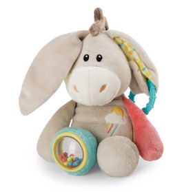 NICI Activity Schmusetier Esel Muli – Kuscheltier mit Beißring, Glöckchen & Quietsche