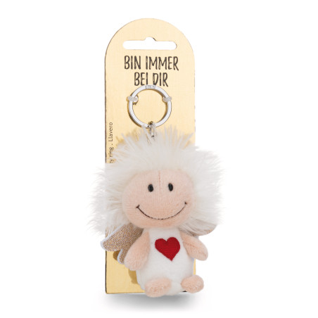 NICI Schutzengel Schlüsselanhänger 7cm – Mit rotem Herz, Symbol für Liebe & Schutz | Plüsch | B2C