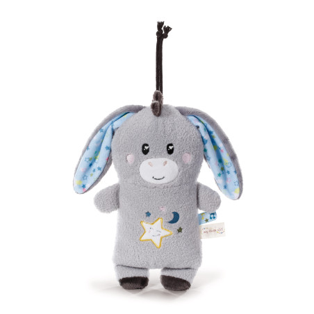 NICI Littledoo Baby Einschlafhilfe Esel 25cm – Licht, Sound & Cry Sensor