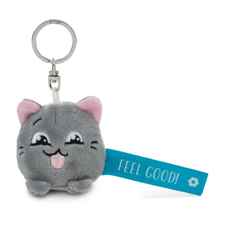 Schlüsselanhänger Katze Feel Good! blau