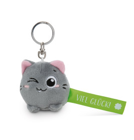 Schlüsselanhänger Katze Viel Glück! grün