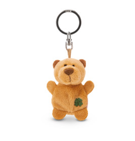 Schlüsselanhänger Bär beige mit Kleeblatt