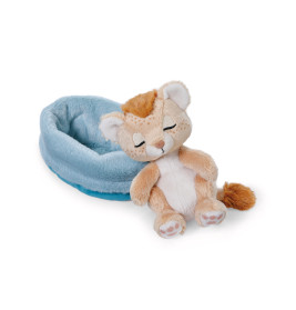 NICI Kuscheltier Löwe 12cm – schlafend im blauen Körbchen | NICI GREEN