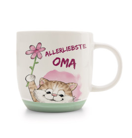 NICI Tasse Katze ALLERLIEBSTE OMA | Geschenk für Oma | Spülmaschinenfest