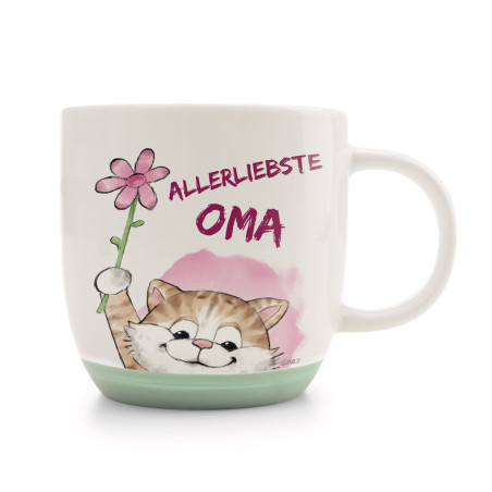 NICI Tasse Katze ALLERLIEBSTE OMA | Geschenk für Oma | Spülmaschinenfest