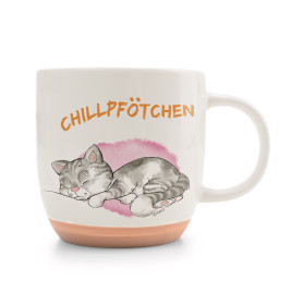NICI Tasse Katze CHILLPFÖTCHEN | Porzellan 400ml | Entspannendes Design | Geschenk für Katzenfans