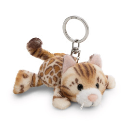 NICI Schlüsselanhänger Katze Bengal liegend 10cm – Flauschiger Begleiter für Schlüssel & Taschen