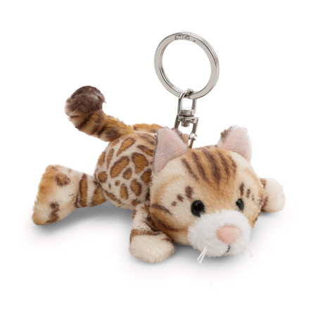 NICI Schlüsselanhänger Katze Bengal liegend 10cm – Flauschiger Begleiter für Schlüssel & Taschen