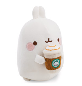NICI Kuscheltier Molang mit Kaffeebecher 16cm | Flauschiger Schmusehase