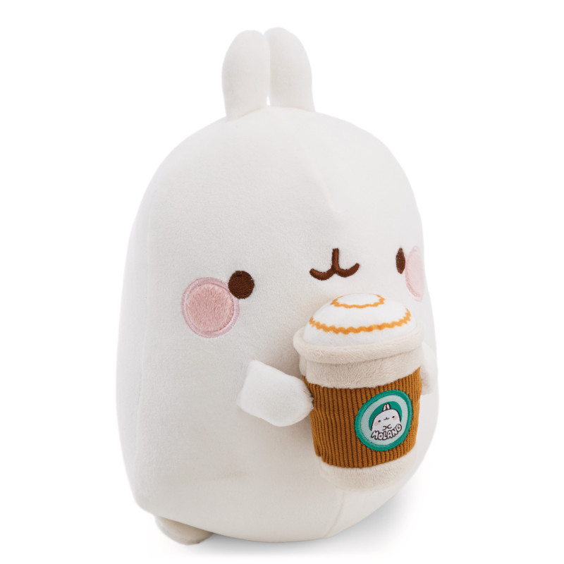 NICI Kuscheltier Molang mit Kaffeebecher 16cm | Flauschiger Schmusehase