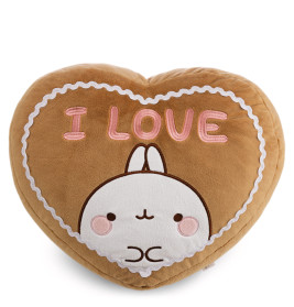 NICI Kissen Molang Lebkuchenherz 35x28.5cm | Herzförmiges Plüschkissen
